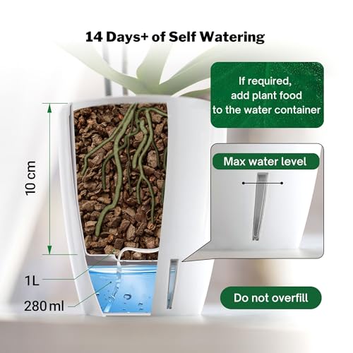 Happyplants Dali-Dea Orchid Self-Watering Flower Pot Planter With Water Level Indicator Water Reserve And Drainage Holes