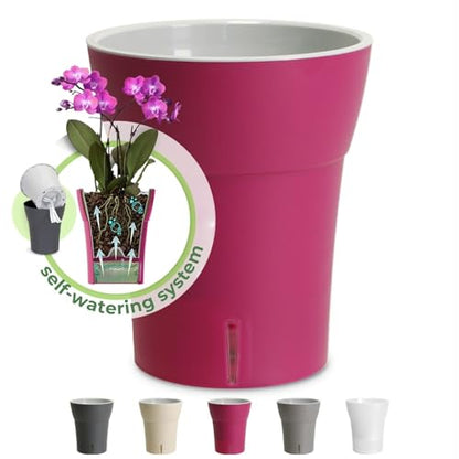 Happyplants Dali-Dea Orchid Self-Watering Flower Pot Planter With Water Level Indicator Water Reserve And Drainage Holes