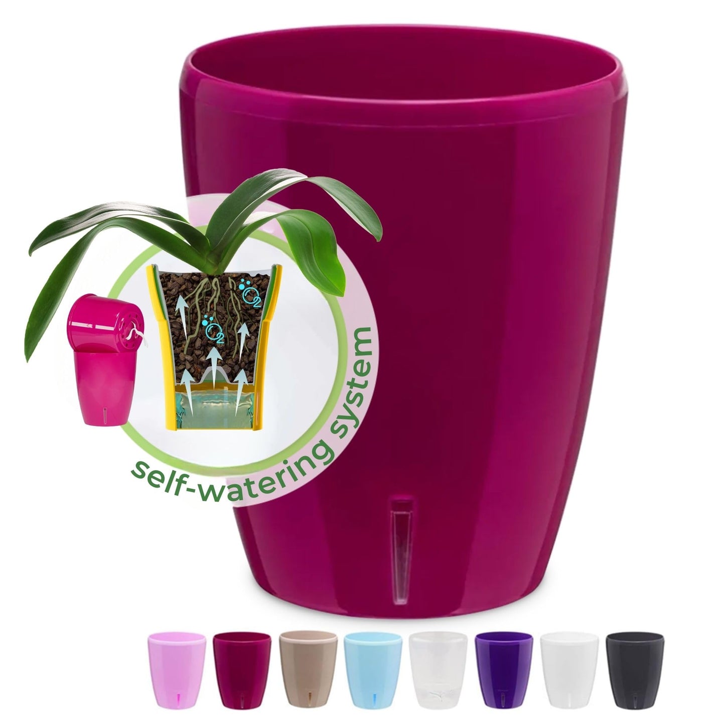 Happyplants ORCHIDEA Self-Watering Orchid Pot Flower Planter With Water Level Indicator Water Reserve And Drainage Holes
