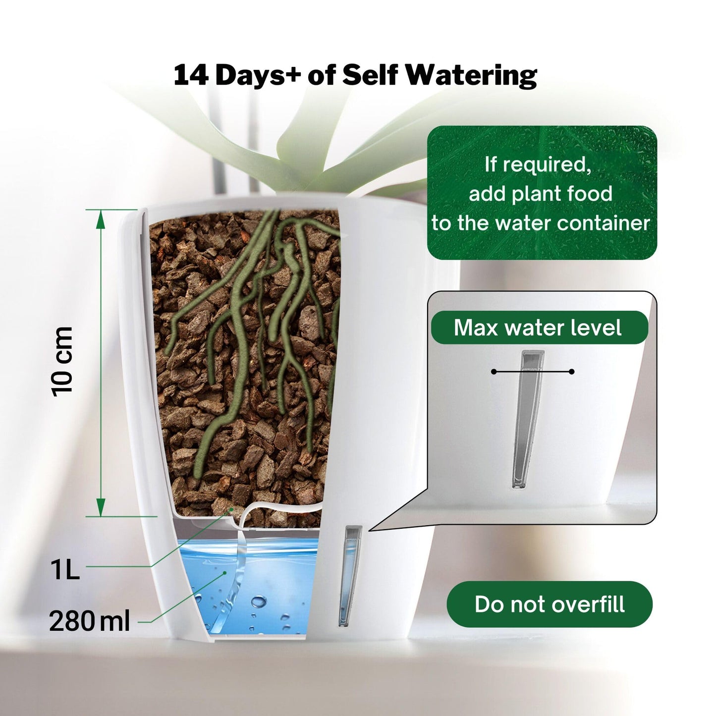 Happyplants ORCHIDEA Self-Watering Orchid Pot Flower Planter With Water Level Indicator Water Reserve And Drainage Holes