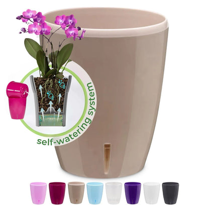 Happyplants ORCHIDEA Self-Watering Orchid Pot Flower Planter With Water Level Indicator Water Reserve And Drainage Holes
